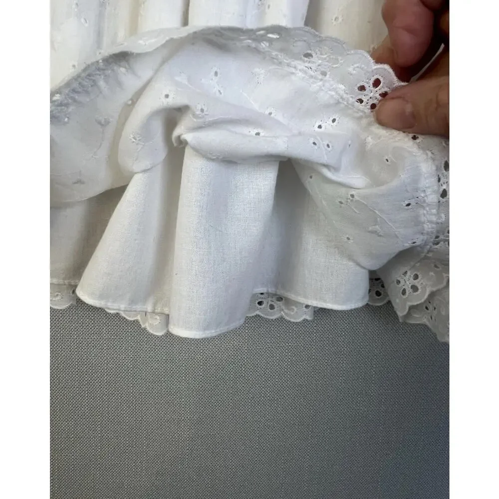 C. I Castro & Co Dress Baby Girl 12 Mos White Pink Eyelet Puffed Sleeves Party